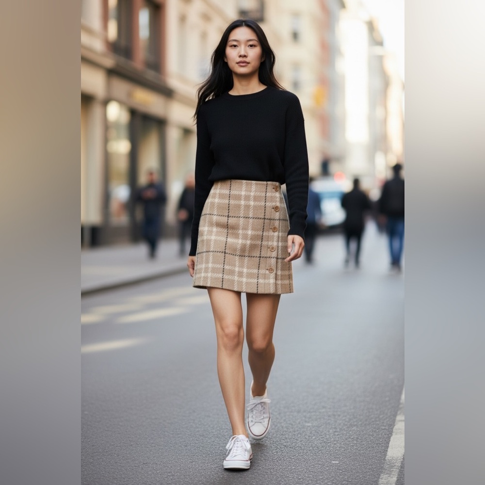 J. Crew Vtg Y2K Women’s Wool-Blend Brown Plaid Mini Skirt ~ Size 6 - Picture 7 of 7
